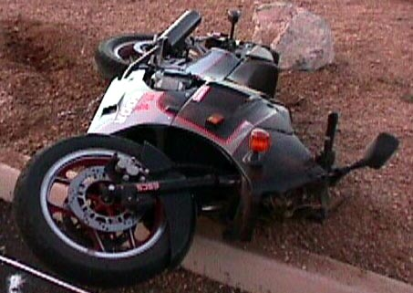 Damaged motorcycle